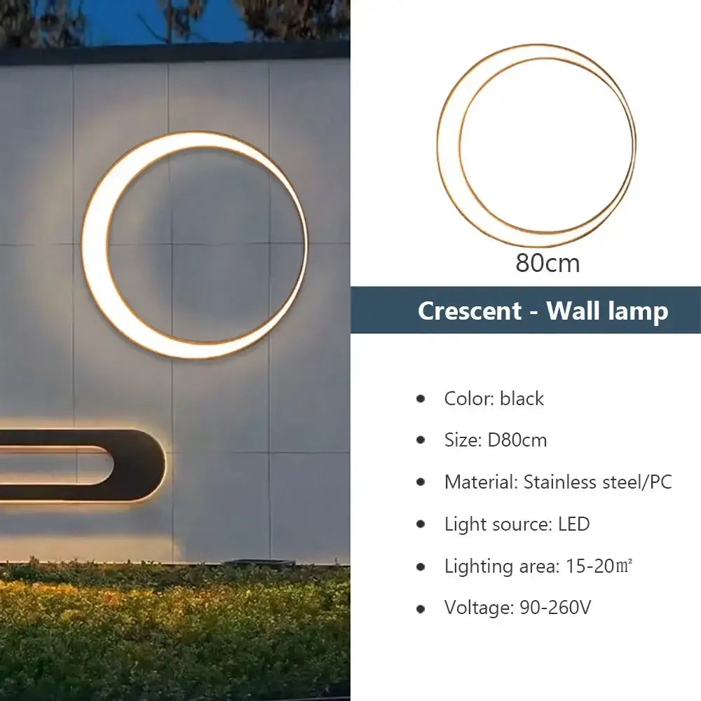 Modern circular led wall lamp garden outdoor space light