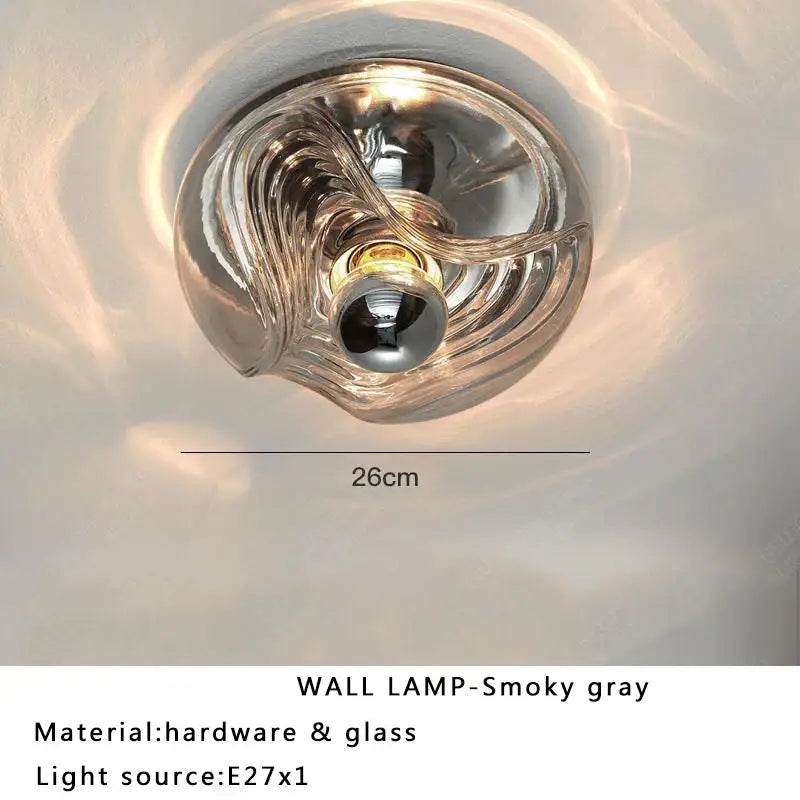 Modern circular swirling designer glass wall lamp for bedroom