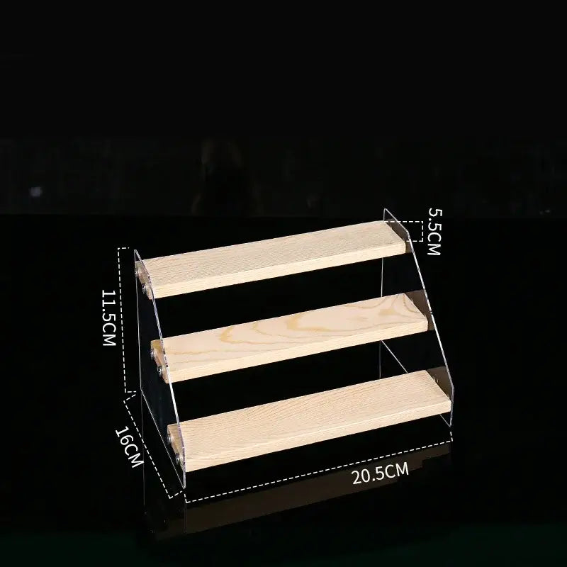 Modern clear acrylic and wood makeup organizer display – bedroom storage