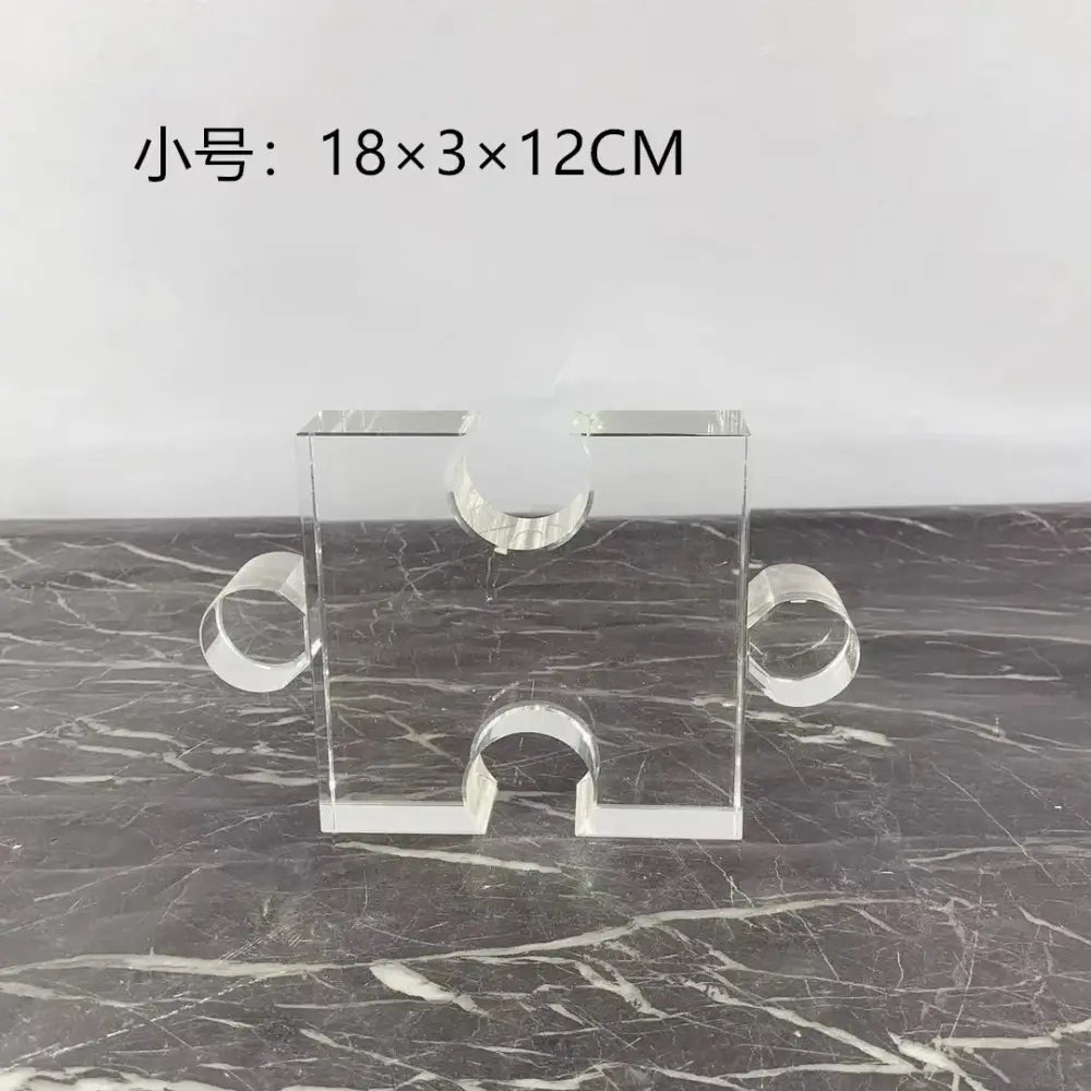 Modern clear acrylic crystal geometric puzzle bookends living room
