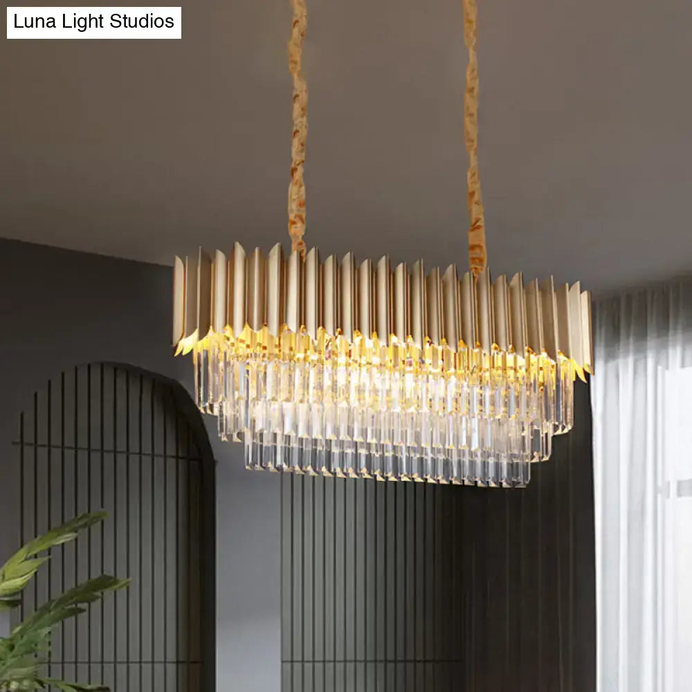 Modern clear crystal gold finish pendant lamp dining room chandelier