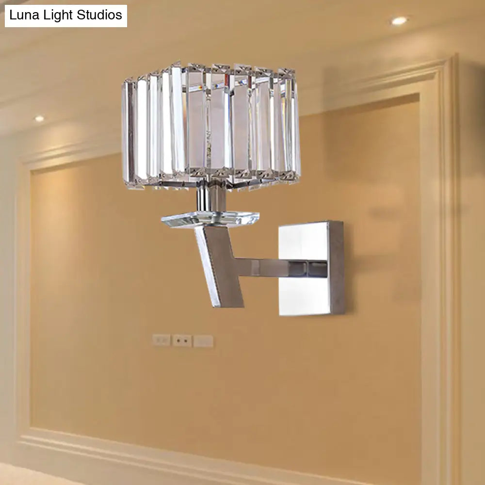 DecorBites™ Modern Clear Crystal Wall Light - Stylish 1 Light Chrome Sconce for Corridor