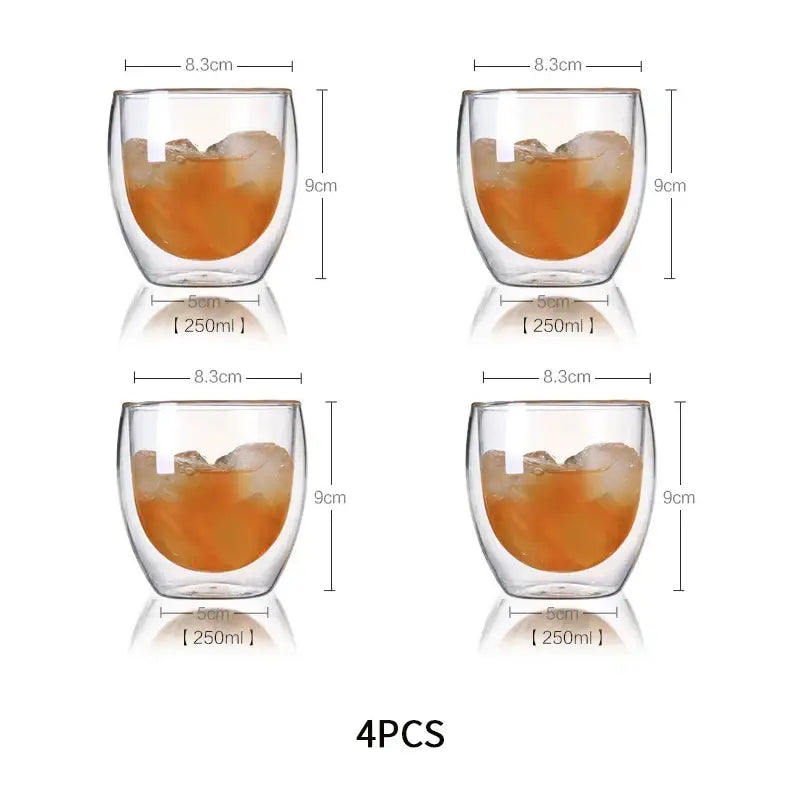Modern clear double wall glass cup set dining room tumblers