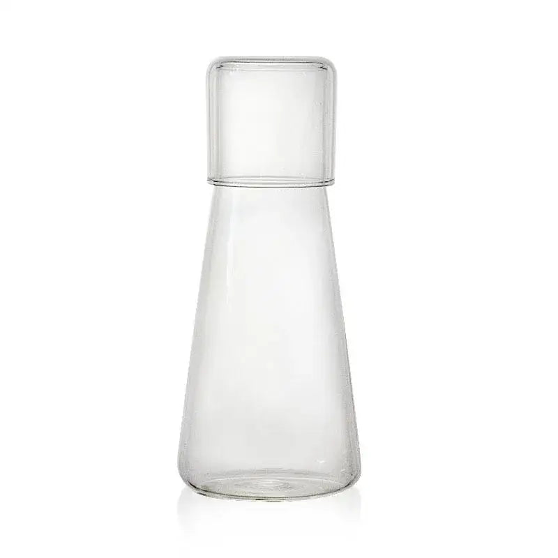 Modern clear glass bedside water carafe set with cup for bedroom