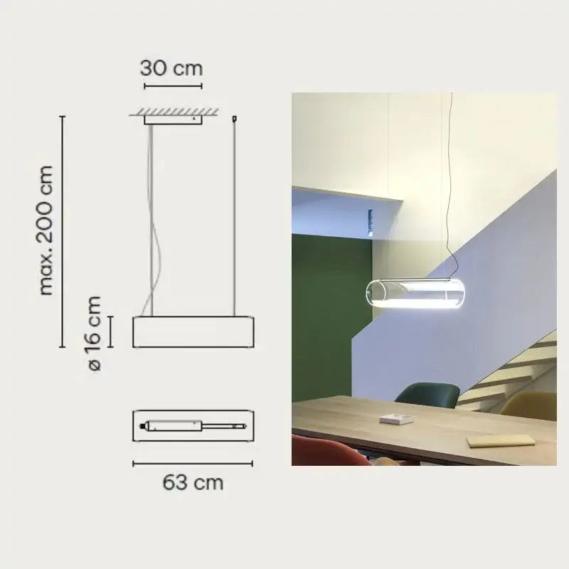 Modern clear glass cylinder pendant light dining room warm led