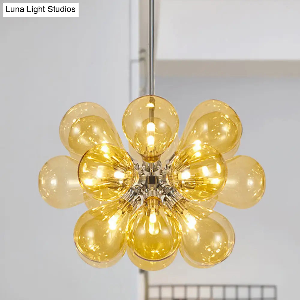 DecorBites™ Modern Cognac Glass Bubble Chandelier - 18-Head Hanging Ceiling Light Fixture