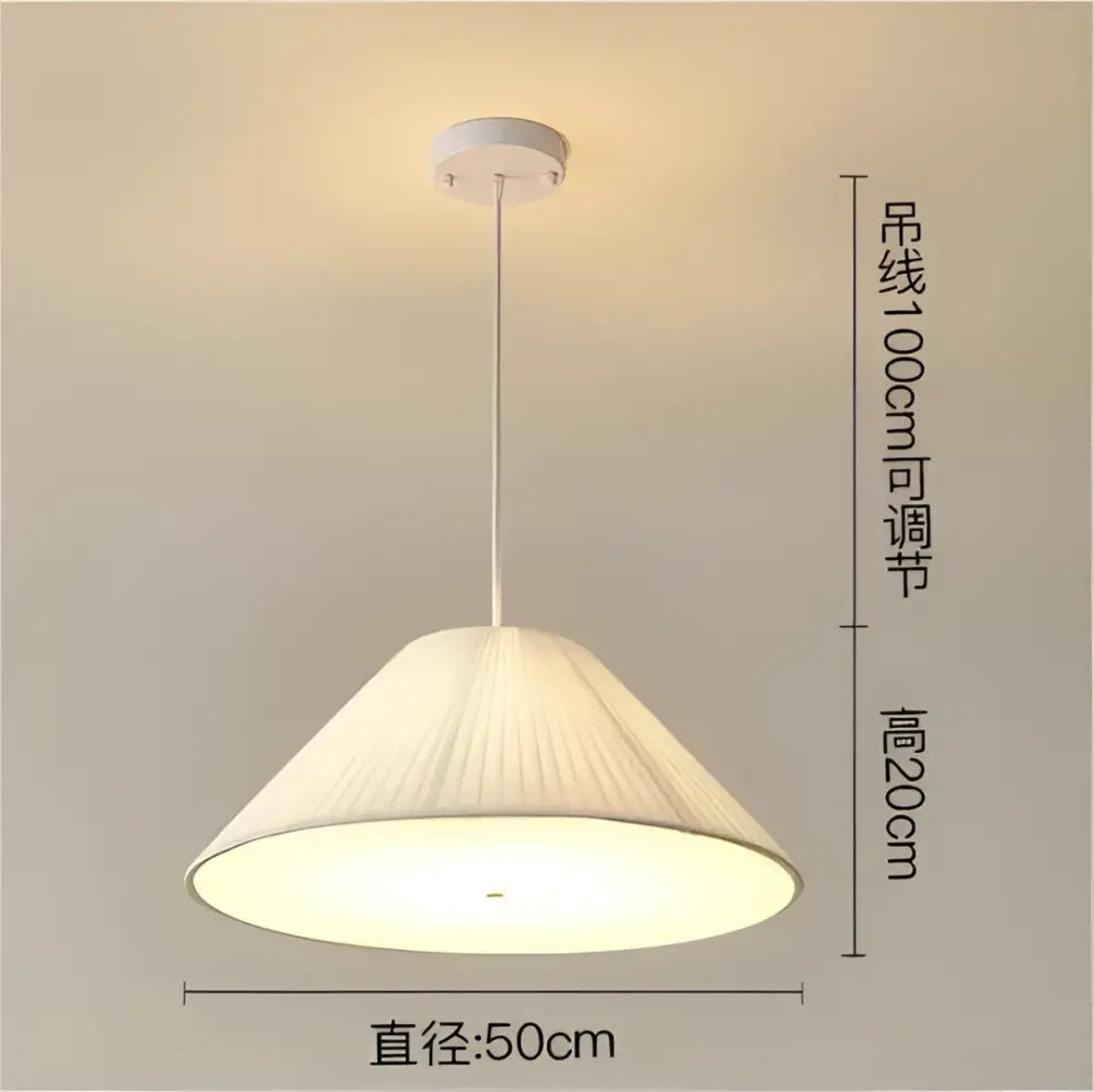 Modern cream pleated designer led fabric pendant light bedroom