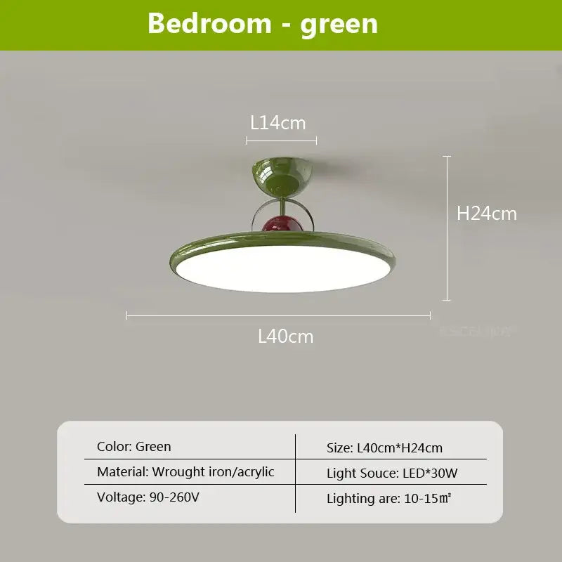 Modern cream & red iron nordic ceiling light bedroom fan