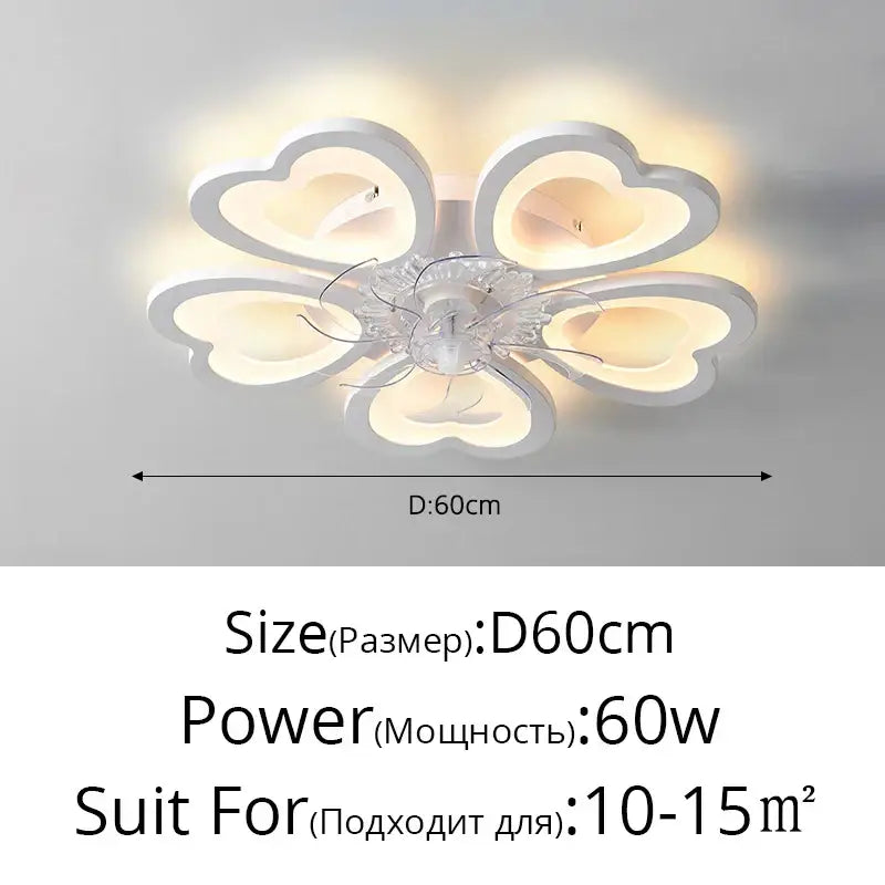 Modern crystal flower ceiling fan lights bedroom dimmable fixture