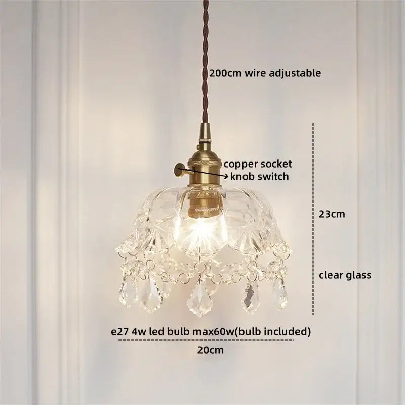 Modern crystal glass led pendant lamp – dining room brass light