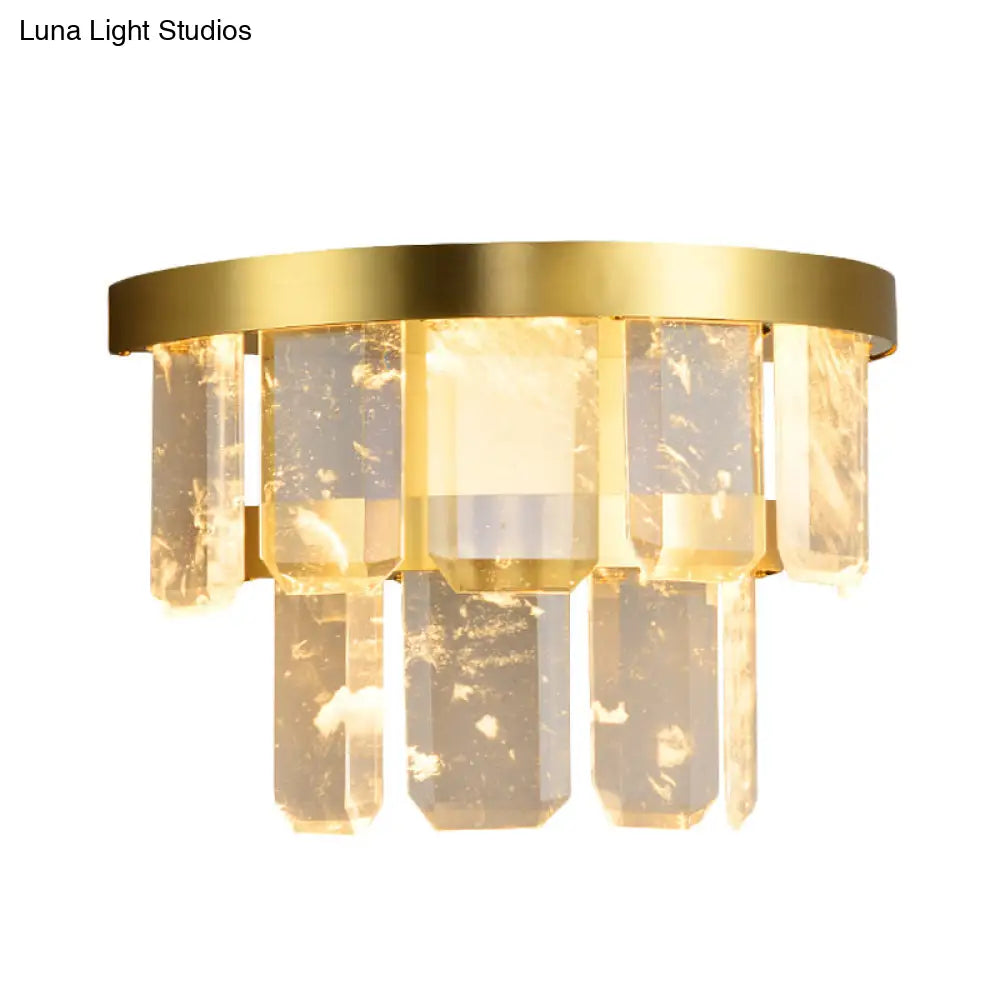 DecorBites™ Modern Crystal LED 2-Layer Hallway Sconce Wall Mount Lamp in Brass