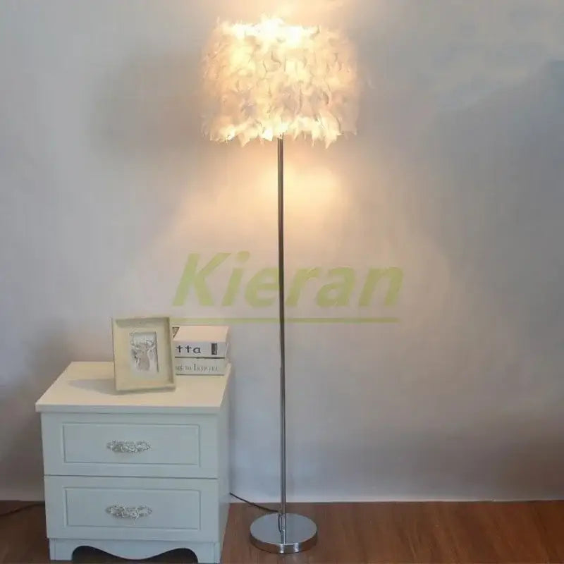 Modern crystal led feather floor lamp living room light