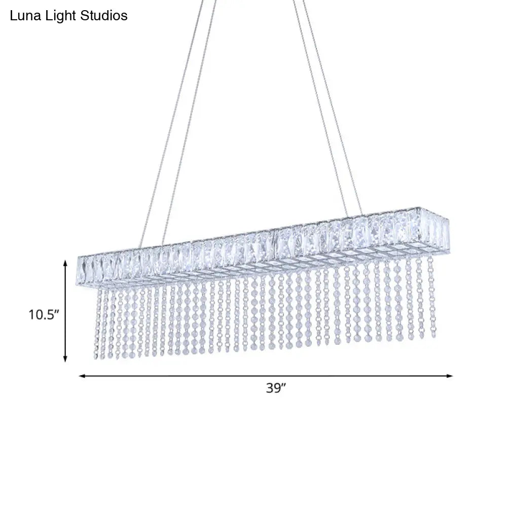 DecorBites™ Modern Crystal LED Kitchen Island Pendant Light with Chain Fringe - Oversized Rectangle Design
