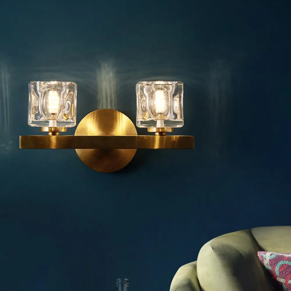 DecorBites™ Modern Crystal Wall Sconce with Brass Finish and 1/2 Lights