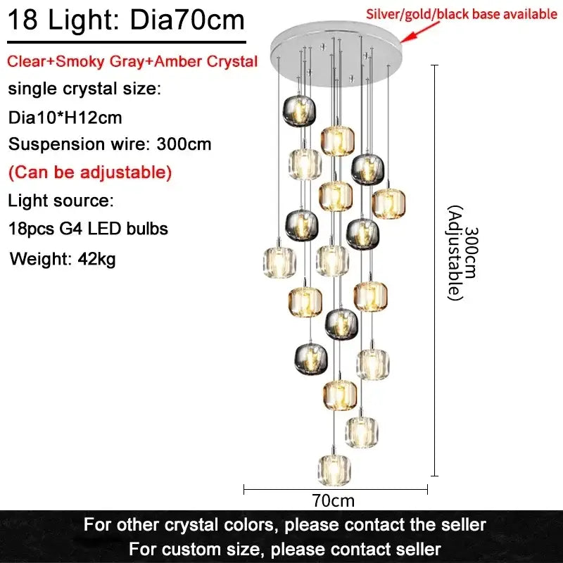 Modern crystal led chandelier living room orb pendant light
