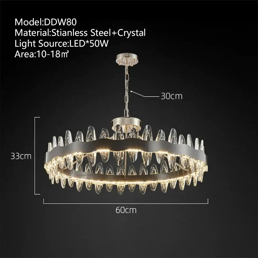 Modern crystal led chandelier living room pendant light