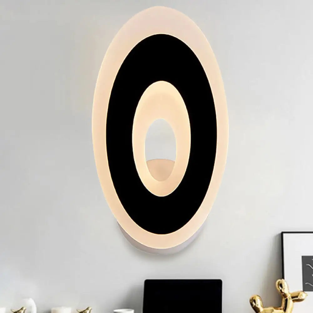 DecorBites™ Modern Disk LED Wall Sconce Light Fixture in Black/White with Warm/White Lighting