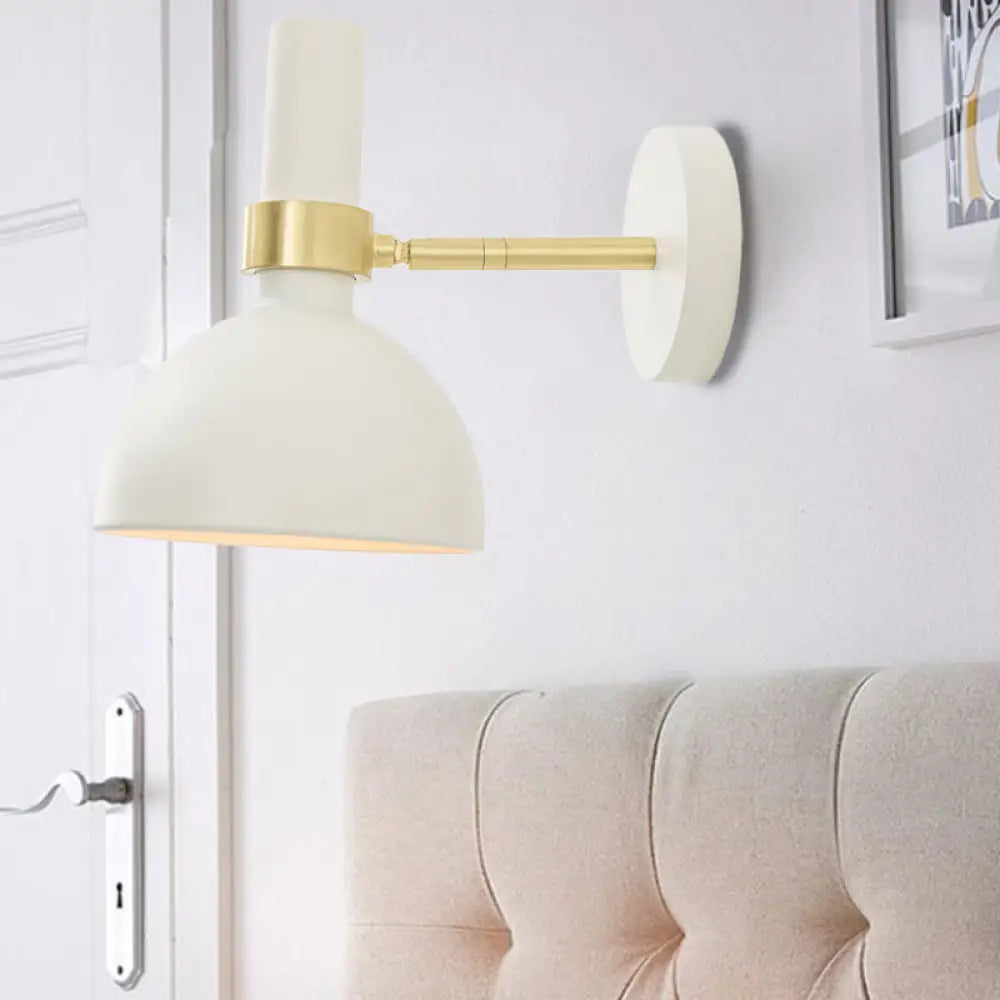 DecorBites™ Modern Domed Wall Lamp - Rotatable White/Black Finish with 1 Light for Bedside