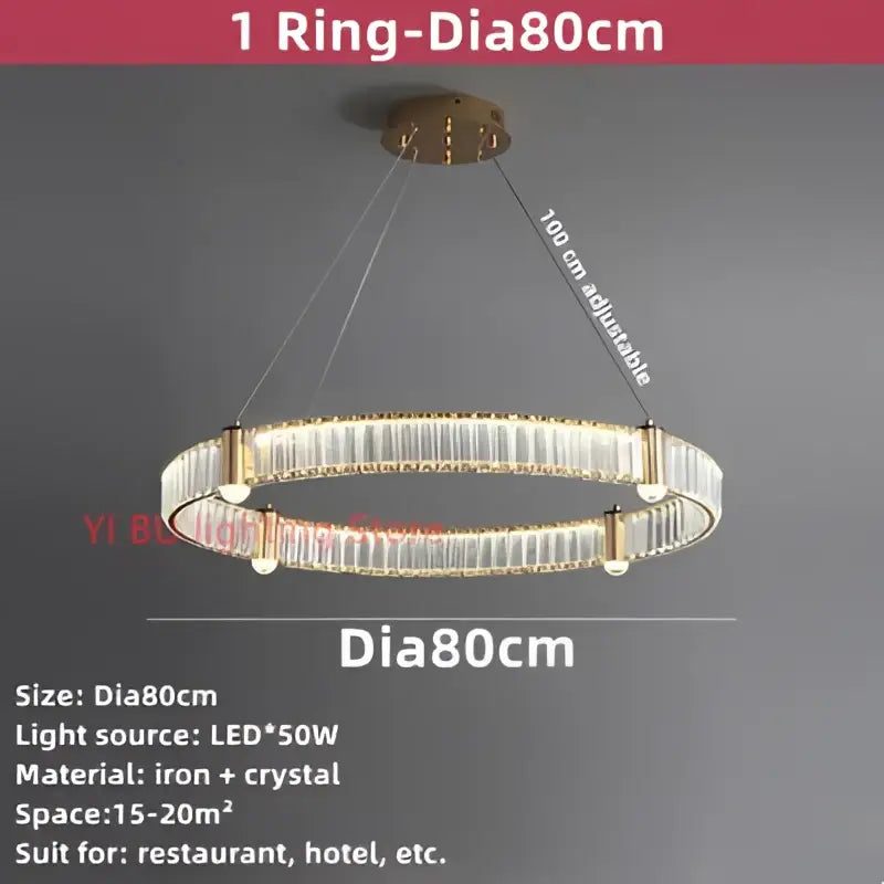 Modern double ring crystal ceiling chandelier living room light