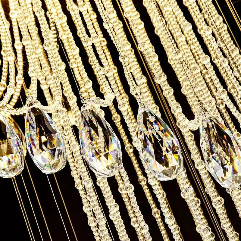 Modern double spiral staircase crystal ceiling chandelier loft light