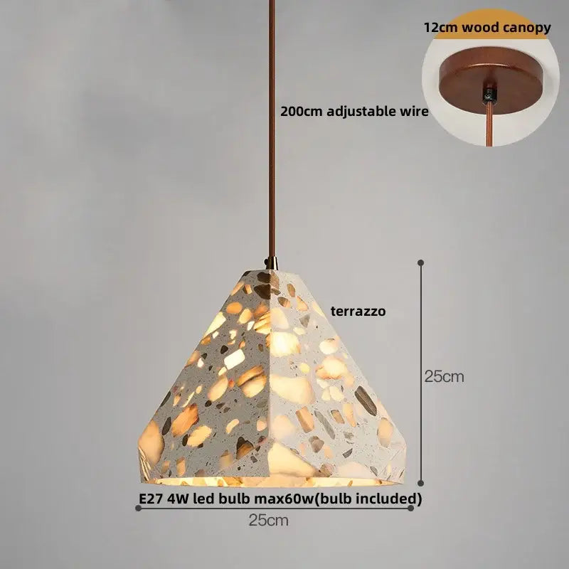 Modern earthy terrazzo stone led pendant light set for dining room