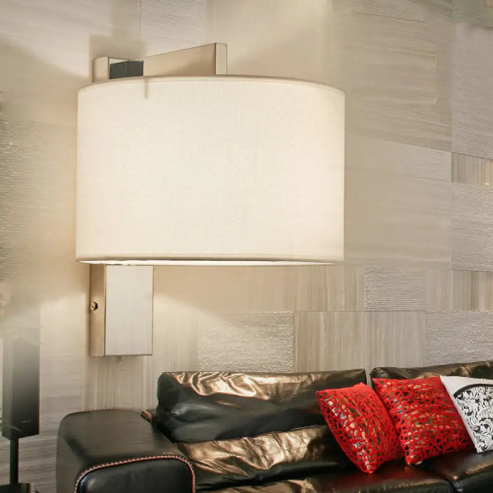 DecorBites™ Modern Fabric LED Drum Wall Sconce for Bedside - White/Black