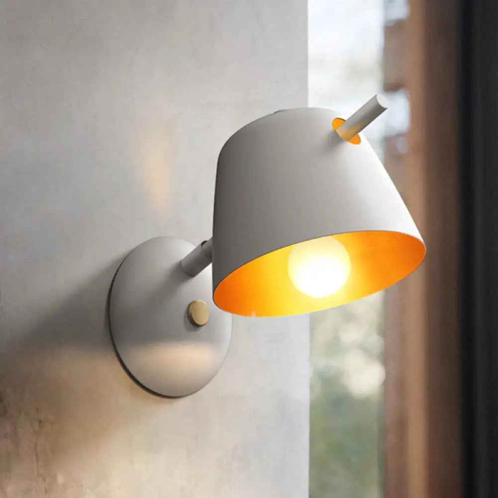 DecorBites™ Modern Flare Wall Mount Sconce with 1 Head, Metal Shade, in Black/White/Blue