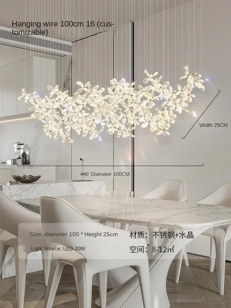 Modern floral crystal led chandelier for dining room