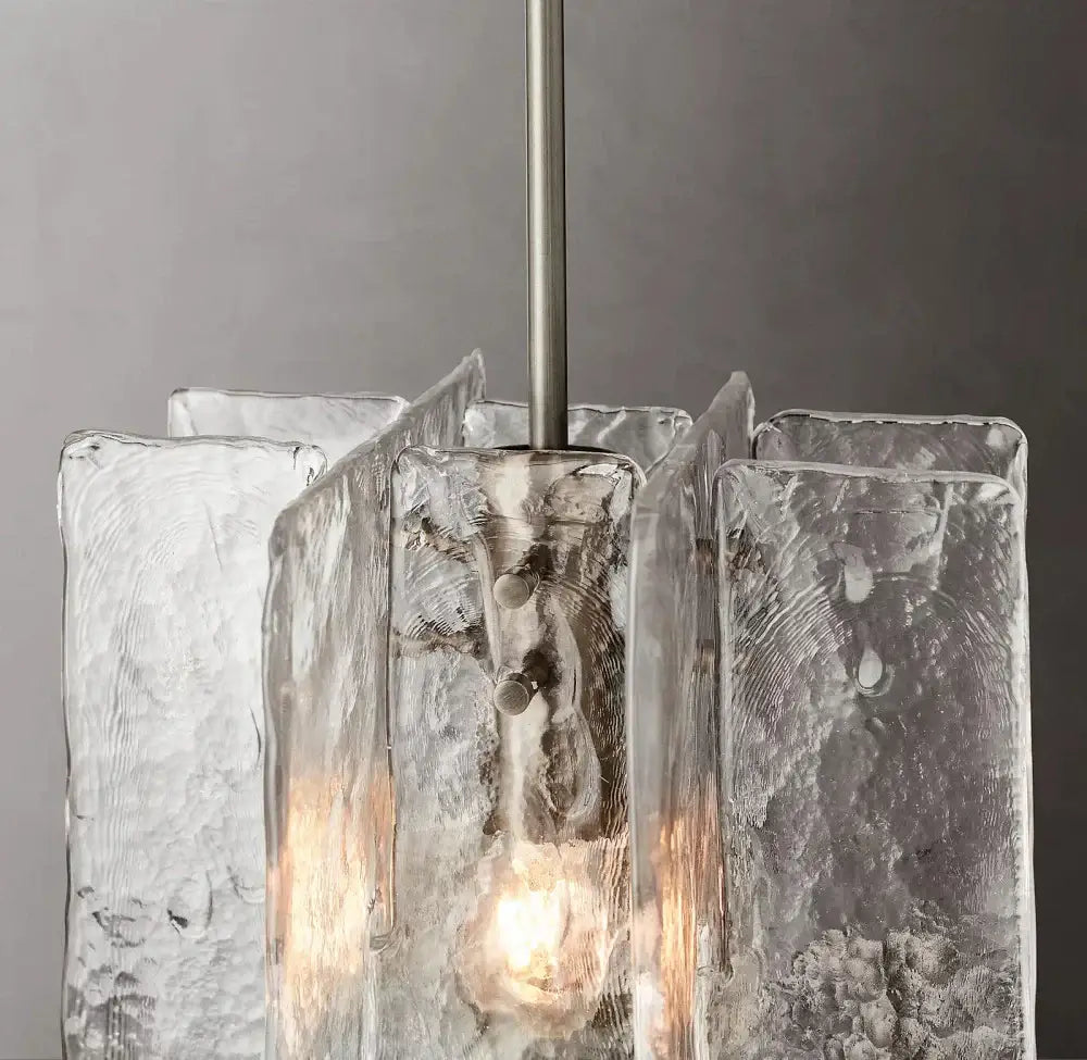 Modern frosted gray glass lattice pendant light dining room