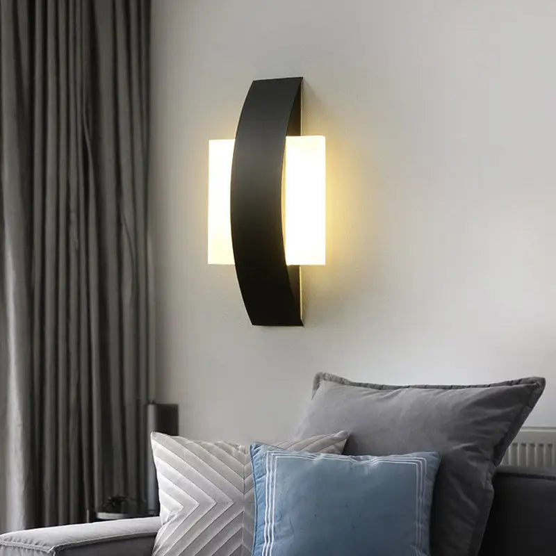 Modern geometric black led wall sconce living room light