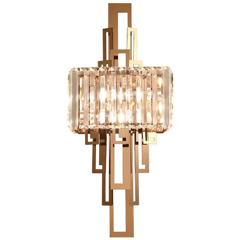 Modern geometric gold crystal wall lamp bedroom sconce