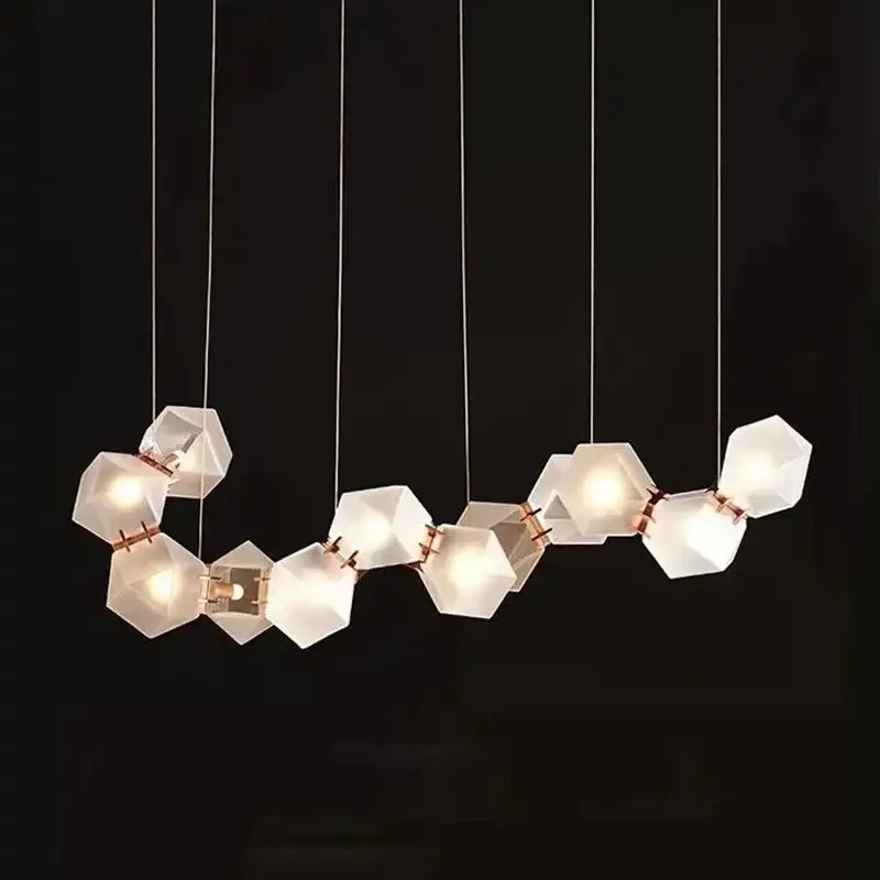 Modern geometric gold e14 led glass pendant light dining room