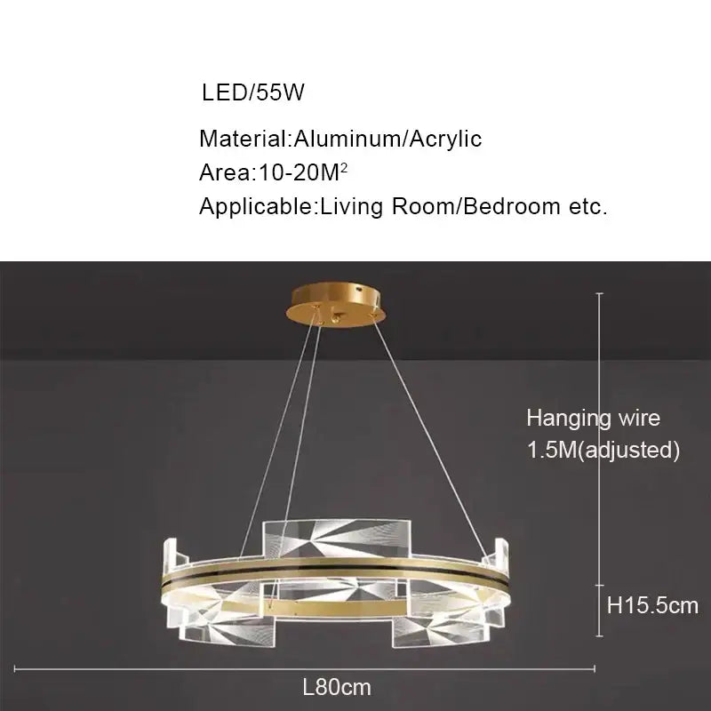 Modern geometric gold led pendant lights dining room crystal decor