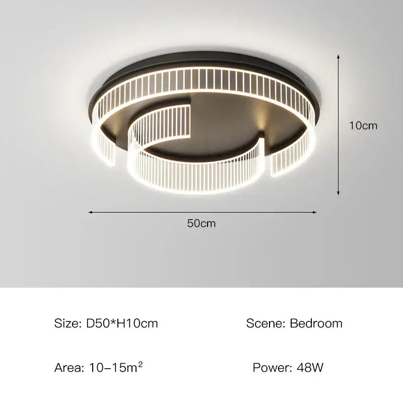 Modern geometric led black chandelier acrylic ceiling lamp living room