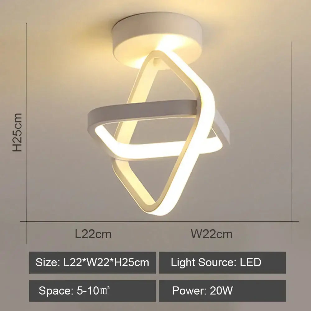 Modern geometric white led ceiling light for living room