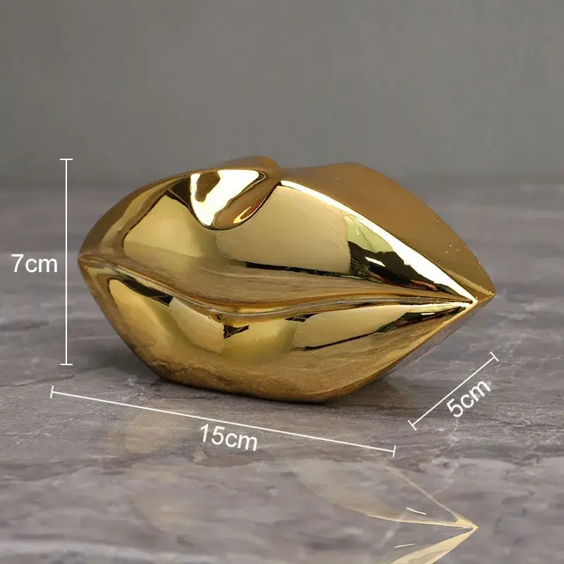 Modern gilded lips and leg resin figurines living room sculpture