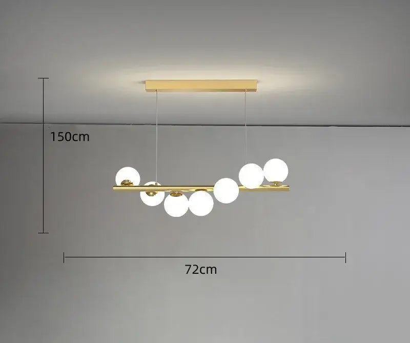 Modern glass ball gold chandelier dining room pendant light