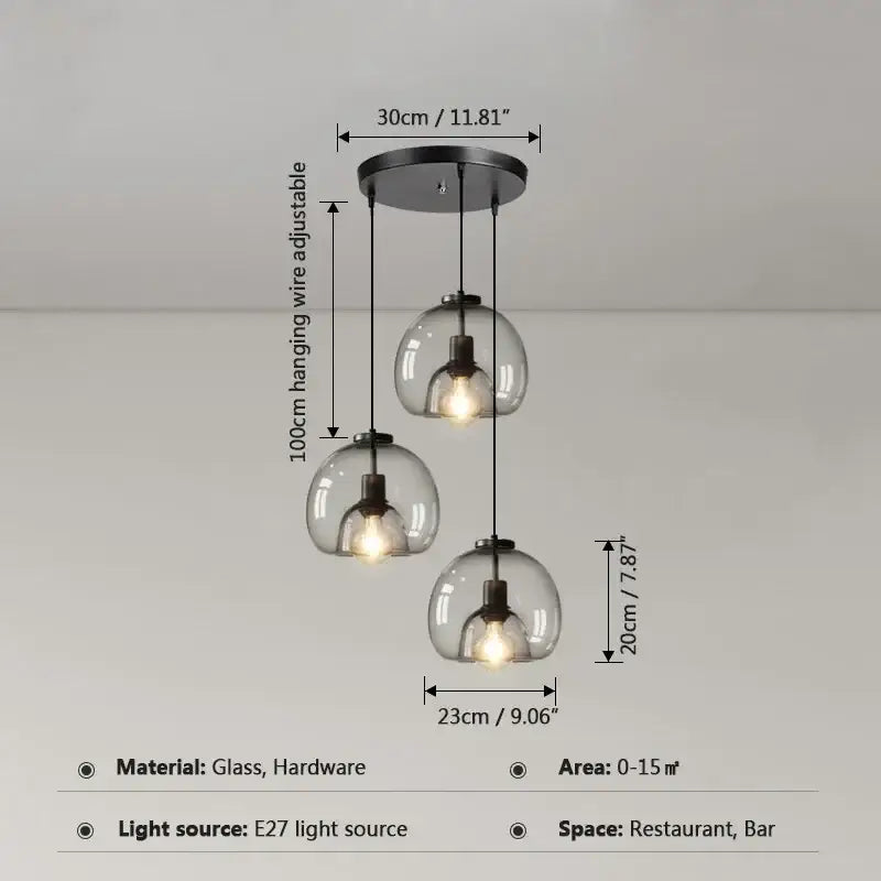 Modern glass ball led pendant lights for dining room