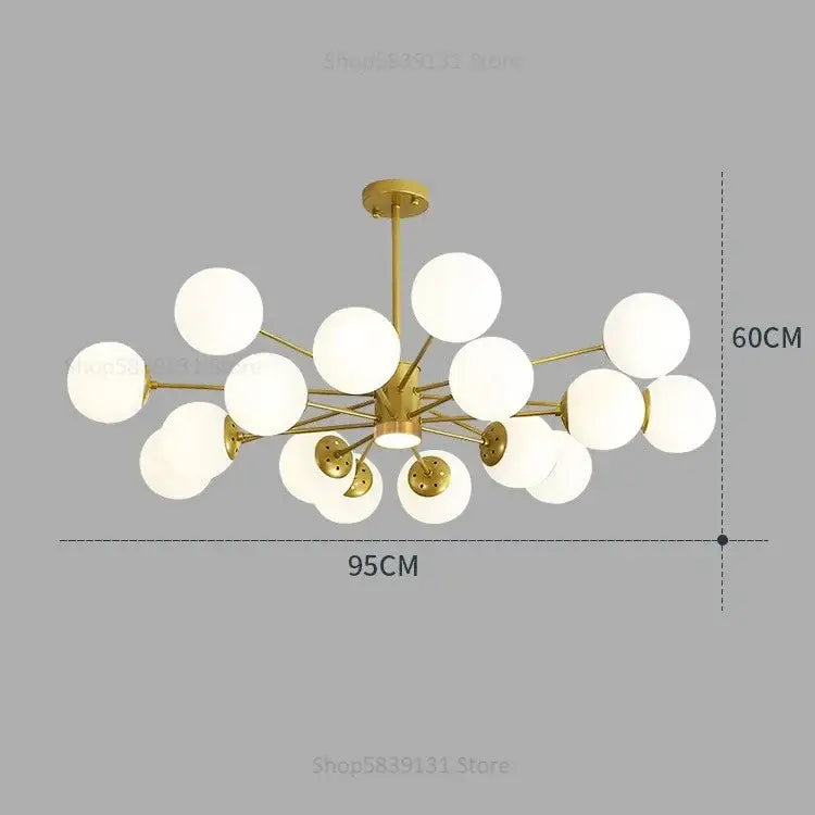 Modern glass ball pendant lights gold & black living room chandelier