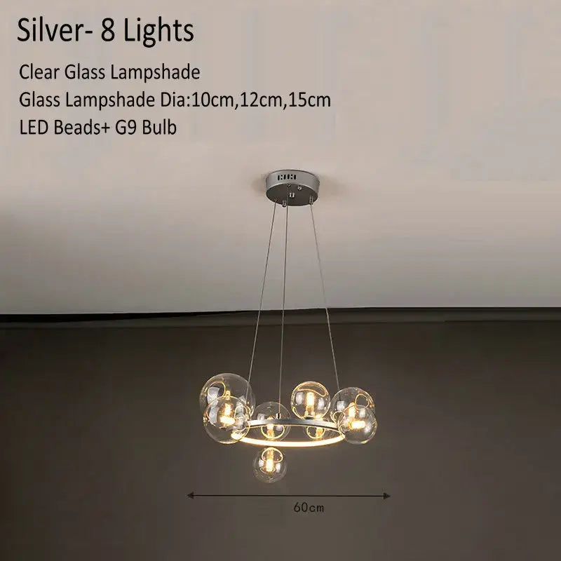 Modern glass globe chandelier lamp black & gold kitchen island light
