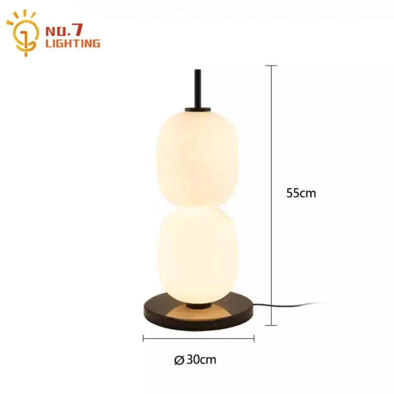 Modern glass gourd table lamp with marble base – bedroom light