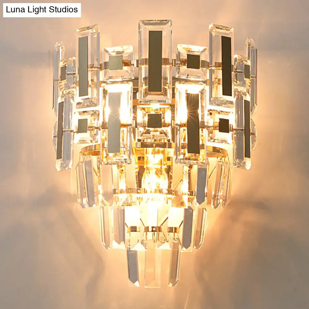 Modern gold 5 tier crystal wall lamp family room flush mount