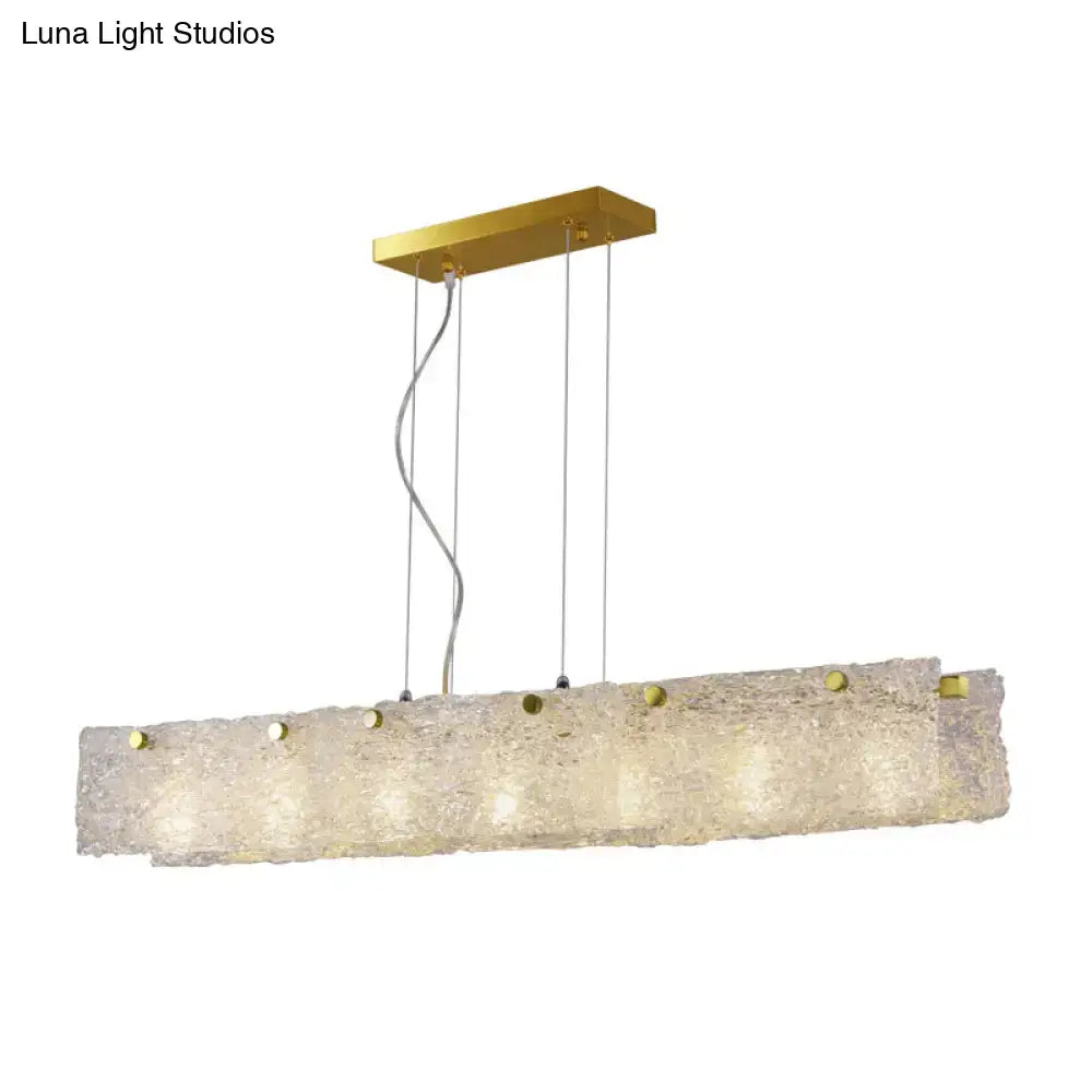 Modern gold 9-light island pendant kitchen transparent crackle glass