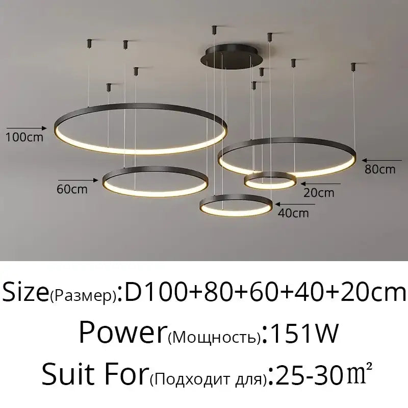 Modern gold acrylic led ring pendant light for dining room