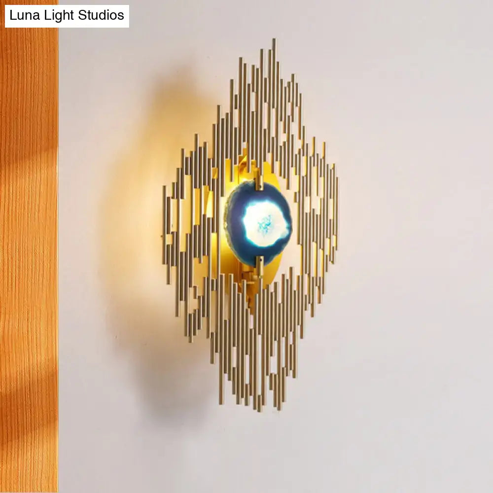 Modern gold agate deco wall sconce living room fixture
