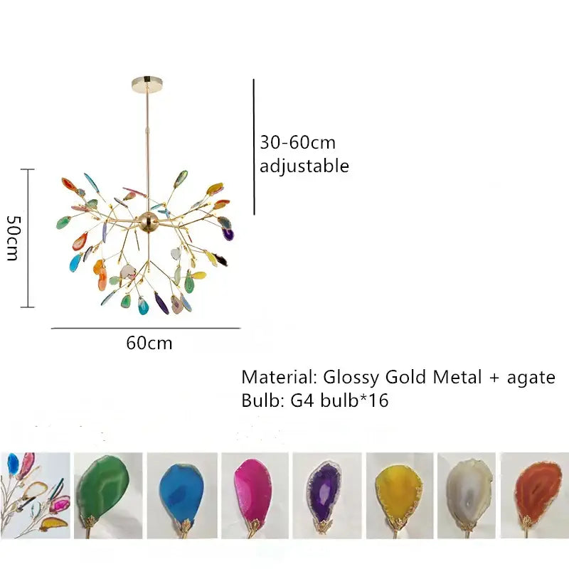 Modern gold agate led wall lamp sconce bedroom colorful gemstone decor