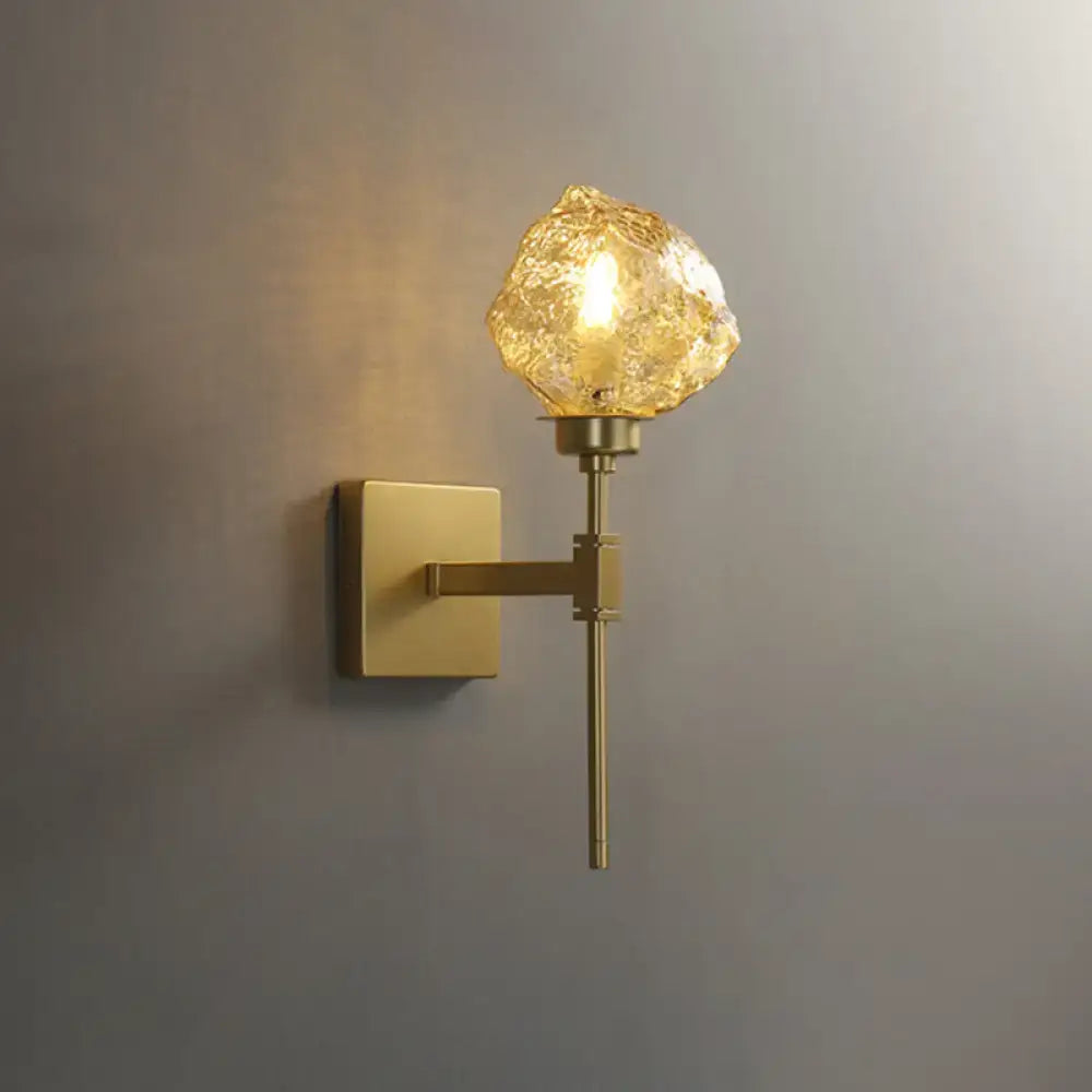 Modern gold amber smoke gray glass wall sconce living room light