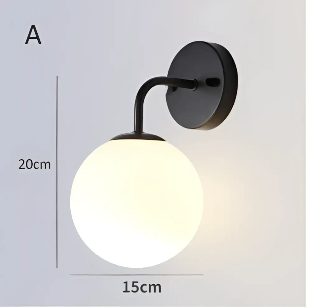 Modern gold and black led glass ball wall lights for bedroom
