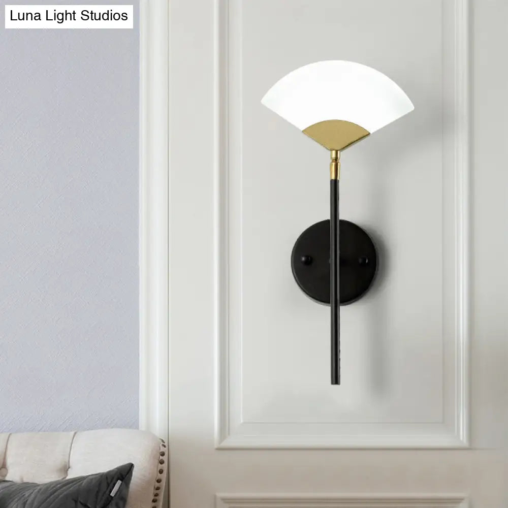 DecorBites™ Modern Gold and Black LED Pencil Arm Wall Sconce with Acrylic Shade - Wall Mount Light