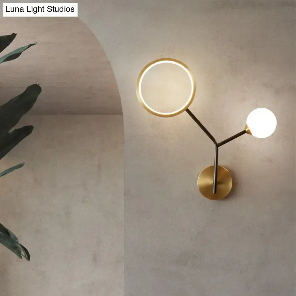 Modern gold and cream glass wall sconce lamp – bedroom light